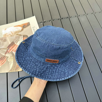 ミュウミュウ MIUMIU MS-MZMM23016　2023年最新入荷 ドリル バケットハット エスバドリーハット 帽子 短めのブリム カウボーイハット