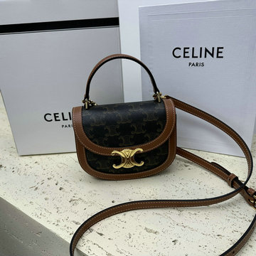 セリーヌ CELINE GH-CE10L063BKF 2023年最新入荷 ミニ ブザス トリオンフ トートバッグ 斜め掛け ショルダーバッグ クロスボディバッグ