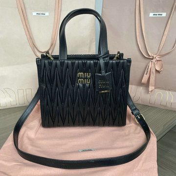 ミュウミュウ MIUMIU 99-MM5BG263BK 2023年最新入荷 トートバッグ スモール ハンドバッグ 2way ショルダーバッグ クロスボディバッグ マテラッセレザー トー