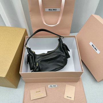 ミュウミュウ MIUMIU 99-MM5539BK 2023年最新入荷 ポケットバッグ トートバッグ スモール ハンドバッグ ホーボーバッグ マテラッセレザー