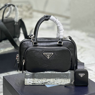 プラダ PRADA 99-PD1BB099BK 2023年最新入荷 ナッパアンティーク ミニポケット トップハンドルバッグ トートバッグ 2way ショルダーバッグ クロスボディバッグ