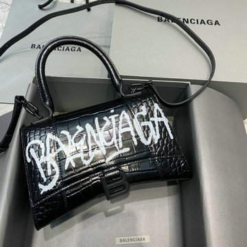 バレンシアガ BALENCIAGA GH-BA592833ZEBK 2023年最新入荷 Hourglass スモール トップハンドルバッグ トートバッグ ハンドバッグ 斜め掛け ショルダーバッグ