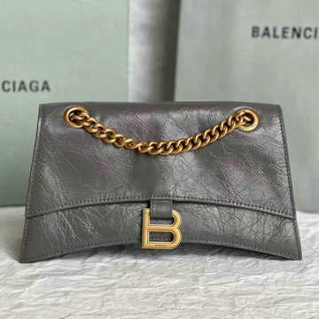 バレンシアガ BALENCIAGA GH-BA7163512JHS 2023年最新入荷 Hourglass スモール チェーンバッグ ショルダーバッグ クロスボディバッグ クラッシュカーフスキン
