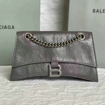 バレンシアガ BALENCIAGA GH-BA7163512YHS 2023年最新入荷 Hourglass スモール チェーンバッグ ショルダーバッグ クロスボディバッグ クラッシュカーフスキン