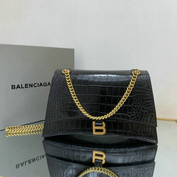 バレンシアガ BALENCIAGA GH-BA7163932EJBK 2023年最新入荷 Hourglass ミディアム チェーンバッグ ショルダーバッグ クロスボディバッグ クロコ柄