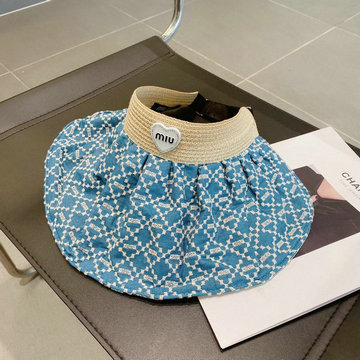 ミュウミュウ MIUMIU MS-MZMM23013　2023年最新入荷 サンバイザー シェルキャップ ワイドブリム 帽子