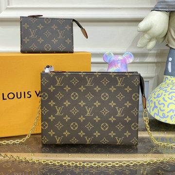 ルイヴィトン LOUISVUITTON 057-M81412 2023年最新入荷 トイレタリーバッグ チェーンポーチ 斜め掛け ショルダーバッグ クロスボディバッグ