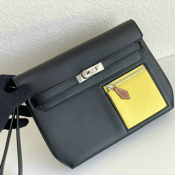 エルメス HERMES 063-HKLD25PYBK 2023年最新入荷 ケリー デペチェス ポーチ ストラップ付き 手持ちかばん クラッチバッグ ショルダーバッグ swift革