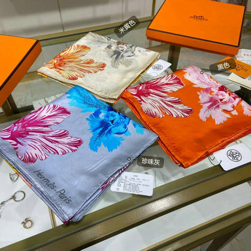 エルメス HERMES AN-WJHE23006 2023年夏最新入荷 カレ 90 チューリップマニア スクエアスカーフ マフラー シルク