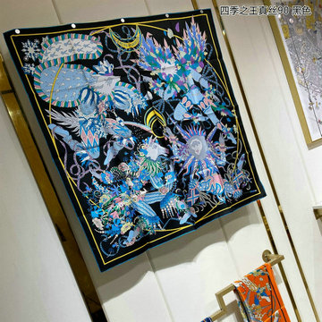 エルメス HERMES AN-WJHE230072023年夏最新入荷 カレ 90 四季の王 スクエアスカーフ マフラー シルク