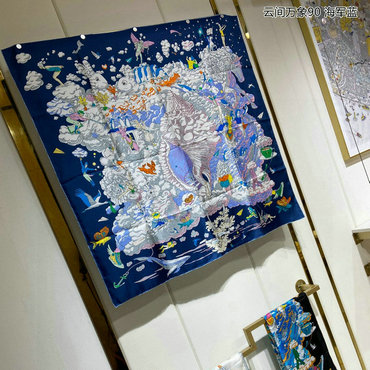 エルメス HERMES AN-WJHE230112023年夏最新入荷 カレ 90 私の雲 スクエアスカーフ マフラー シルク