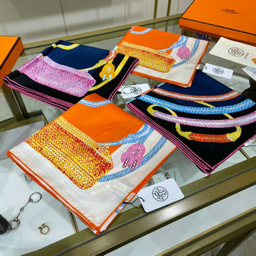 エルメス HERMES AN-WJHE230182023年夏最新入荷 カレ90 シュヴァロスコープ ネオン ポワンティエ クエアスカーフ マフラー シルク