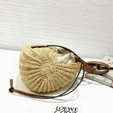 ロエベ LOEWE 99-LE88090XS 2023年最新入荷 Moon shell 斜め掛け ショルダーバッグ クロスボディバッグ レディースかばん ラフィア