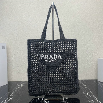 商品名称：プラダ PRADA 025-PD1BG393BK 2023年最新入荷 ラフィア トートバッグ トップハンドルバッグ ハンドバッグ レディースかばん 内張りなし ラフィアハンドル