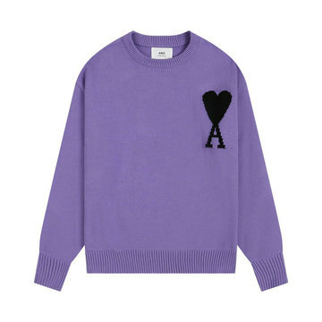 アミ パリス Ami Paris MS-MYAM23001Z 2023年秋冬最新入荷 クルーネック セーター ロングスリーブ セーター ウールニット カジュアル トップス 長袖