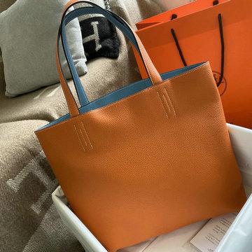 エルメス HERMES 063-HDS45CLPCL 2023最新入荷 ドゥブルセンス リバーシブル トートバッグ ハンドバッグ トップハンドルバッグ ショッピングバッグ