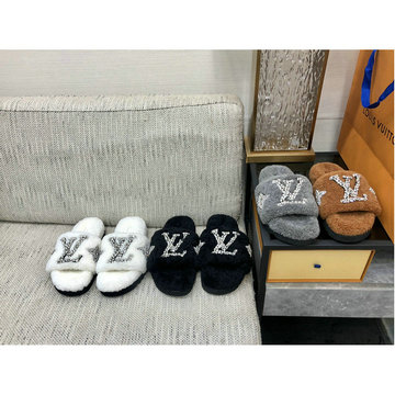 ルイヴィトン LOUISVUITTON 26-LVJ23025ZG 2023年最新入荷 スライドサンダル 暖かい ウールミュール フラットフォーム レディース スリッパ 靴