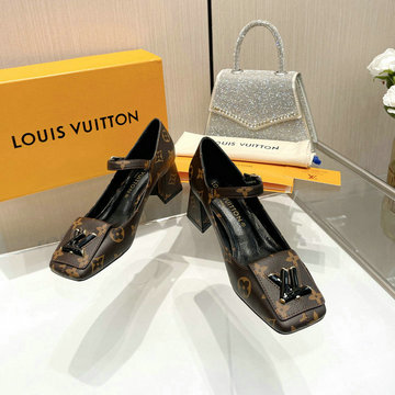 ルイヴィトン LOUISVUITTON 26-LVJ23026DL 2023年最新入荷 シェイク ライン パンプス ミドルヒールシューズ ブロックヒール レディースシューズ