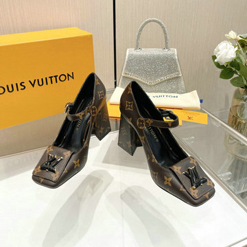 ルイヴィトン LOUISVUITTON 26-LVJ23026GL 2023年最新入荷 シェイク ライン パンプス ハイヒールシューズ ブロックヒール レディースシューズ