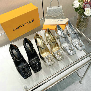 ルイヴィトン LOUISVUITTON 26-LVJ23026GS 2023年最新入荷 シェイク ライン パンプス ハイヒールシューズ ブロックヒール レディースシューズ