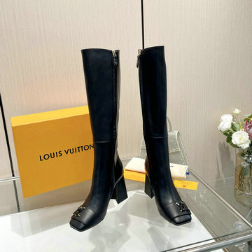 商品名称：ルイヴィトン LOUISVUITTON 26--LVJ23029GP 2023年最新入荷 シェイク ライン ロングブーツ ハイヒールシューズ ブロックヒール カジュアルシューズ