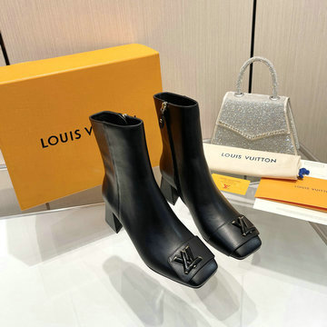 ルイヴィトン LOUISVUITTON 26-LVJ23030DP 2023年最新入荷 シェイク ライン ショートブーツ ミドルヒールシューズ ブロックヒール カジュアルシューズ