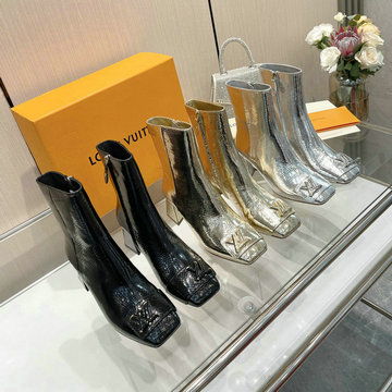 ルイヴィトン LOUISVUITTON 26-LVJ23030DS 2023年最新入荷 シェイク ライン ショートブーツ ミドルヒールシューズ ブロックヒール カジュアルシューズ