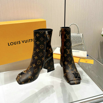 ルイヴィトン LOUISVUITTON 26-LVJ23030GL 2023年最新入荷 シェイク ライン ショートブーツ ハイヒールシューズ ブロックヒール カジュアルシューズ