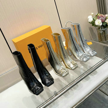 ルイヴィトン LOUISVUITTON 26-LVJ23030GS 2023年最新入荷 シェイク ライン ショートブーツ ハイヒールシューズ ブロックヒール カジュアルシューズ