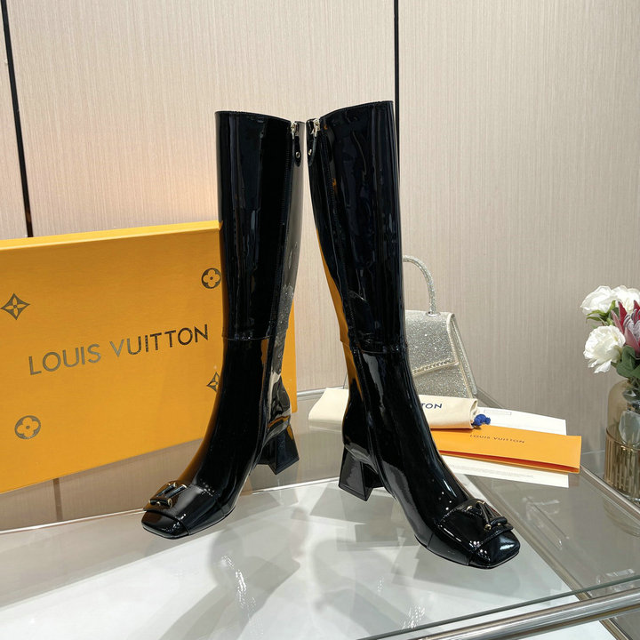 ルイヴィトン LOUISVUITTON 26-LVJ23029DQ 2023年最新入荷 シェイク ライン ロングブーツ ローヒールシューズ ブロックヒール カジュアルシューズ