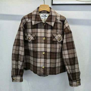 商品名称：ミュウミュウMIUMIU XG-WTMM24004 2023年秋冬最新入荷 ロングスリーブ パファージャケット チェック柄 ショート丈 トップスコート アウターコート レジャーコート