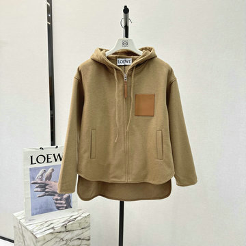 商品名称：ロエベ LOEWE  XG-WTLE24001 2023年秋冬最新入荷 ツイード フーディー ジャケット ショート丈 トップスコート ロングスリーブ アウターコート レジャーコート
