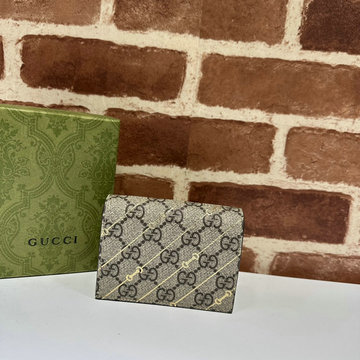 GUCCI グッチ 057-GG774332BKF 2023年最新入荷 ホースビット プリント カードケース ウォレット 二つ折り短財布 名刺入れ