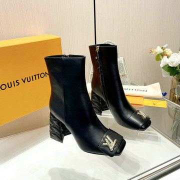 商品名称：ルイヴィトン LOUISVUITTON 26-LVJ24001GP 2023年秋冬最新入荷 ウィメンズ ショートブーツ ハイヒールシューズ スクエアヒール レディースシューズ