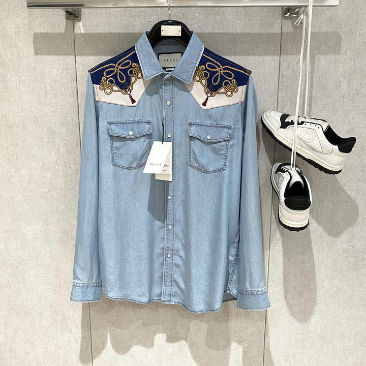 商品名称：グッチ GUCCI JS-CCGG24001 2024年春夏最新入荷 ワイシャツ ロングスリーブ ブラウス シャツ ロングスリーブ レジャーシャツ長袖 ボタンクロージャー トップス