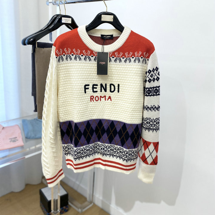 フェンディ FENDI JS-MYFD24004 2024年春夏最新入荷 クルーネック セーター ロングスリーブ ウールニット カジュアル トップス 長袖