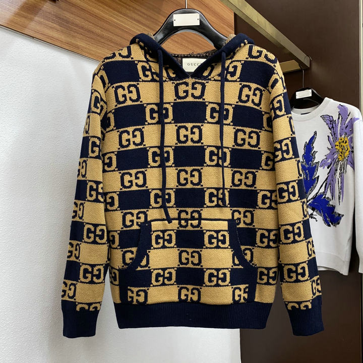 商品名称：グッチ GUCCI JS-MYGG24007 2024年春夏最新入荷 GGウール フーデッド スウェットシャツ ウールカシミア セーター ロングスリーブ スポーツ ニットパーカ