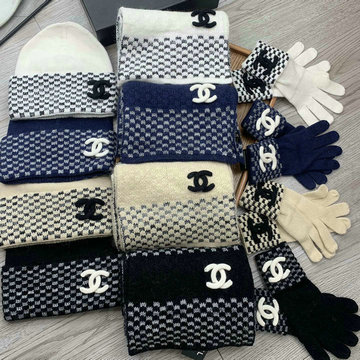 シャネル CHANEL AN-MTCH23005 2023年最新入荷 3点セットアップ ウールニット マフラー 手袋 帽子