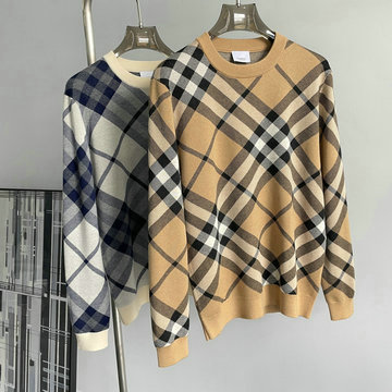 商品名称：バーバリー BURBERRY JS-MYBR24009 2024年秋冬最新入荷 クルーネックニット ロングスリーブセーター チェック柄 メンズ