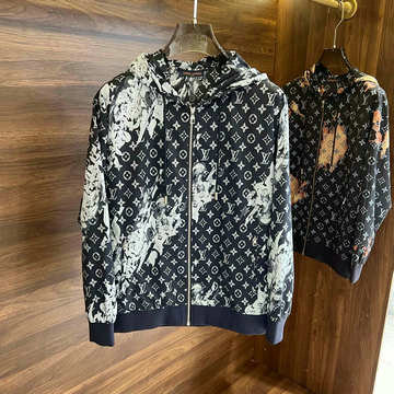 ルイヴィトン LOUISVUITTON JS-WTLV24005 2024年秋冬最新入荷 モノグラム フードブルゾン ジップトレンチコート メンズ ロングスリーブ アウターコート