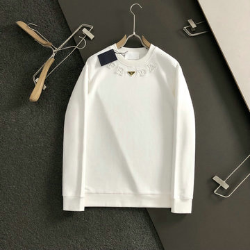 プラダ PRADA  JS-WYPD24002 2024年秋冬最新入荷 ロングスリーブ スウェット クルーネック シャツ ブラック メンズ 長袖