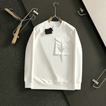 プラダ PRADA JS-WYPD24003 2024年秋冬最新入荷 ロングスリーブ スウェット クルーネック シャツ ブラック メンズ 長袖