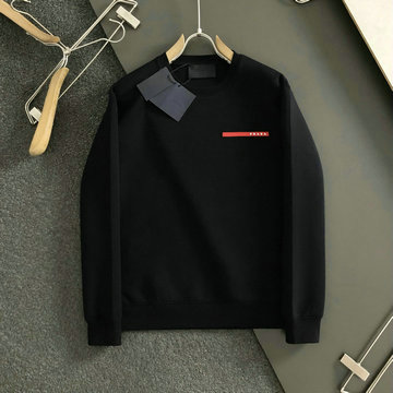 プラダ PRADA  JS-WYPD24004 2024年秋冬最新入荷 ロングスリーブ スウェット クルーネック シャツ ブラック メンズ 長袖