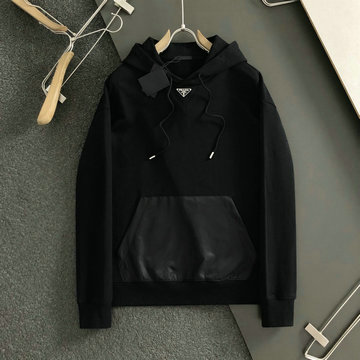 プラダ PRADA JS-WYPD24005 2024年秋冬最新入荷 ロングスリーブ パーカー フード付き スウェット クルーネック ブラック メンズ 長袖