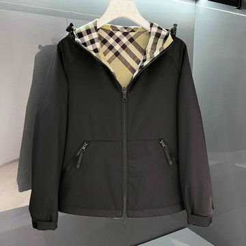 商品名称：バーバリー BURBERRY  JS-YFBR24005 2024年秋冬最新入荷 リバーシブル ダウンジャケット フード ブルゾン メンズ アウター ブラック ポリアミド