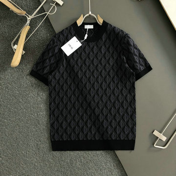 クリスチャンディオール CHRISTIAN DIOR JS-MYCD24015 2024年秋冬最新入荷 半袖 ニットシャツ ジャカード クルーネック メンズ ウール
