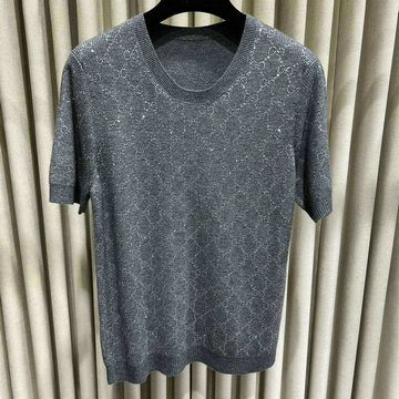 商品名称：グッチ GUCCI  99-MYGG24014 2024年秋冬最新入荷 GG ミケーレ期 半袖 ニット レディース クルーネック セーター ウール カシミヤ