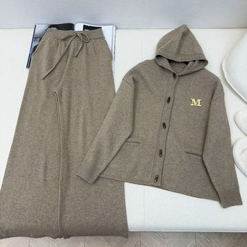 マックスマーラ MaxMara JS-TZMAX24001 2024年秋冬最新入荷 レディース ゆったり ウール セットアップ フード付きセーター ストレートパンツ ニット