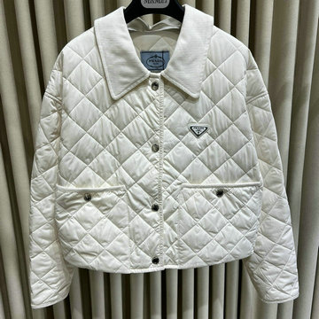 商品名称：プラダ PRADA 99-YFPD24020 2024年秋冬最新入荷 ロングスリーブ ロールカラー ジャケット コットン レディース アウターコート 長袖