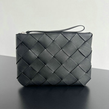 ボッテガヴェネタ BOTTEGAVENETA aj-BOV795632BK  2024年最新入荷 ディアゴ ラージ ポーチ リストレット付き クラッチバッグ イントレチャートグレインレザー 黒